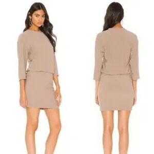 James Perse Women Size 0 Coyote Three Quarter Sleeve Blouson Mini Dress Capsule